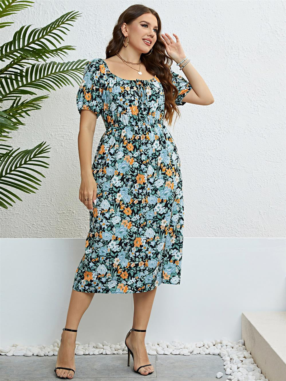 RivanaFlower - Vestido de verano de talla grande