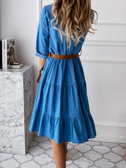MiaBlues - Vestido a Media Pierna para Mujer
