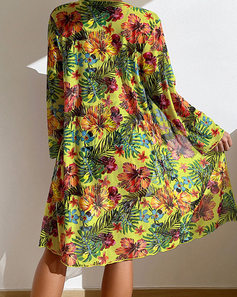 Mauris - Conjunto de bikini de tres piezas floral