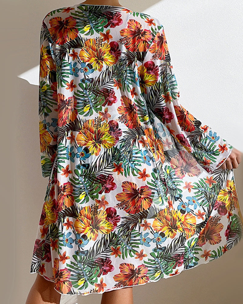 Mauris - Conjunto de bikini de tres piezas floral