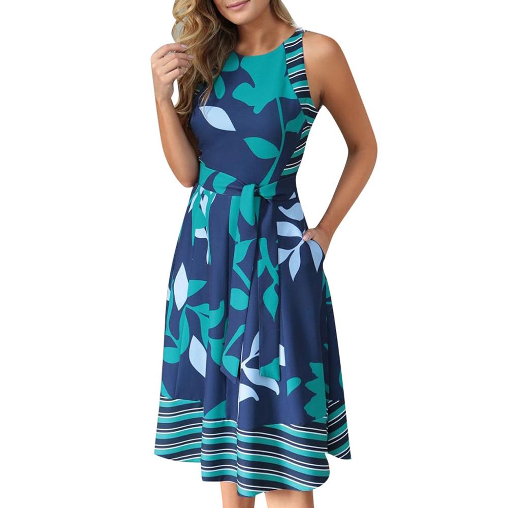 NesaFlorest - Vestido Largo Mujer Estampado Hojas