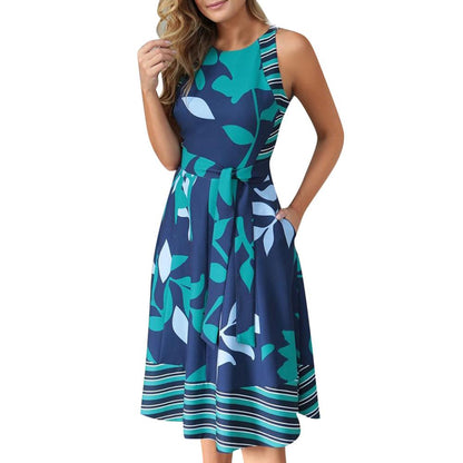 NesaFlorest - Vestido Largo Mujer Estampado Hojas