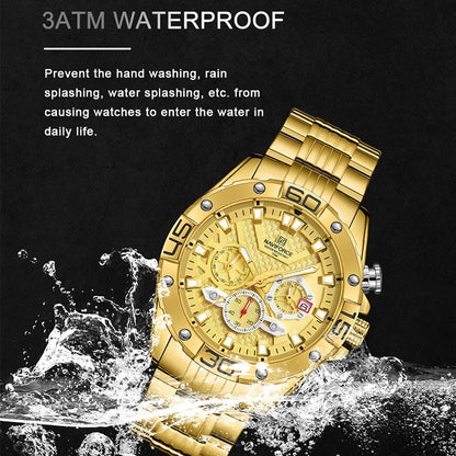 NAVIFORCE - Reloj de cuarzo clásico Cronógrafo analógico Deporte Acero Resistente al agua
