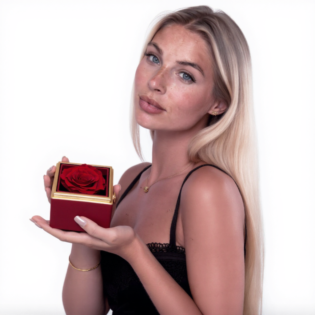 Caja de Rosa Eterna | Rosa Real y Collar Personalizado