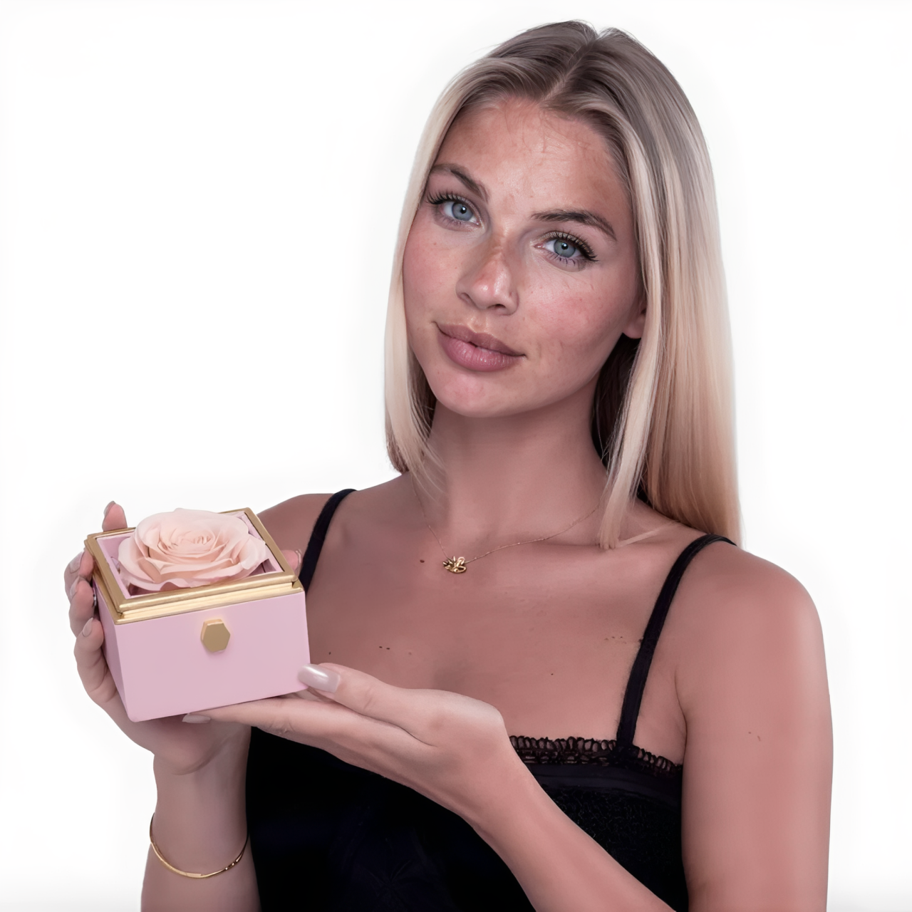 Caja de Rosa Eterna | Rosa Real y Collar Personalizado